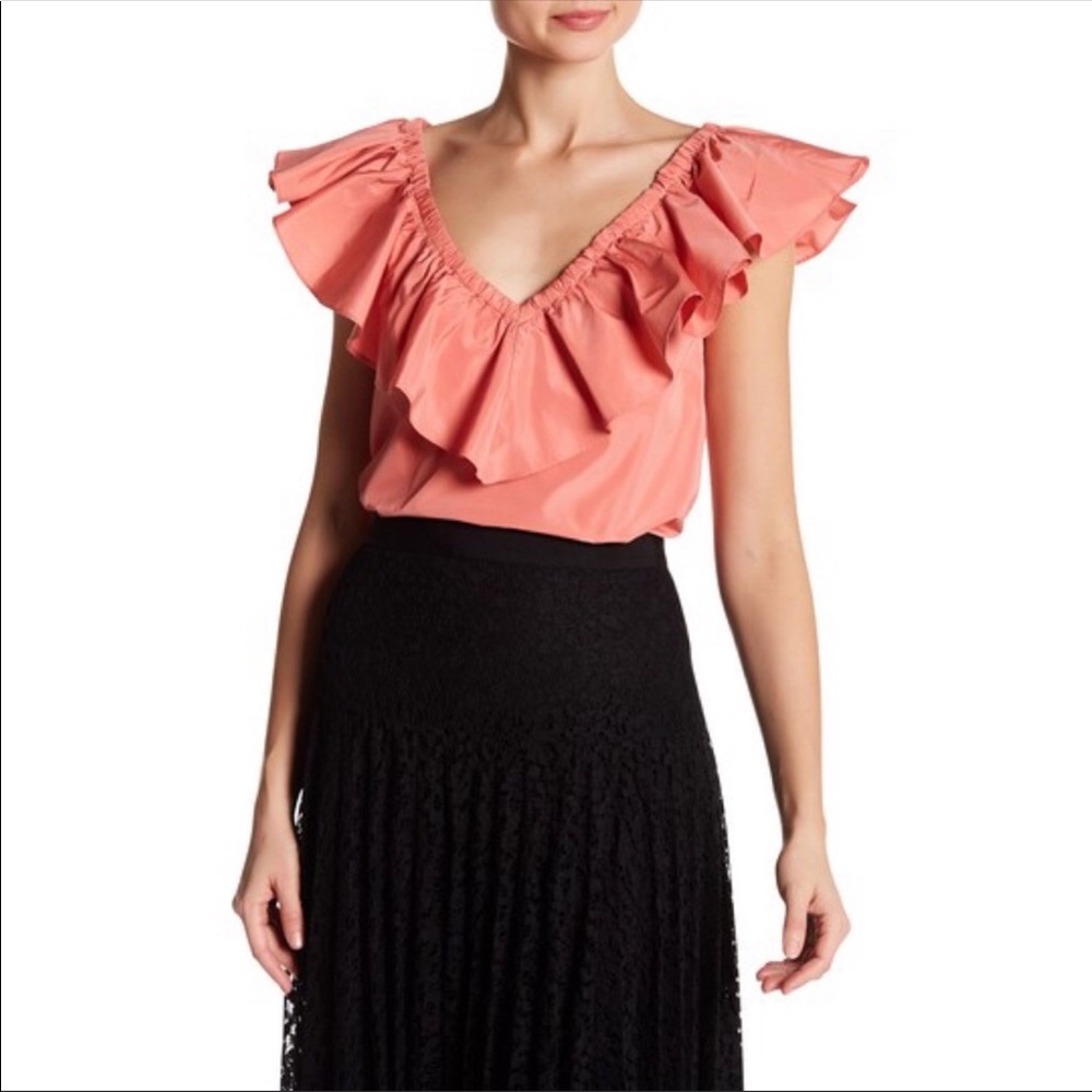 Rebecca Taylor Coral Ruffle Blouse